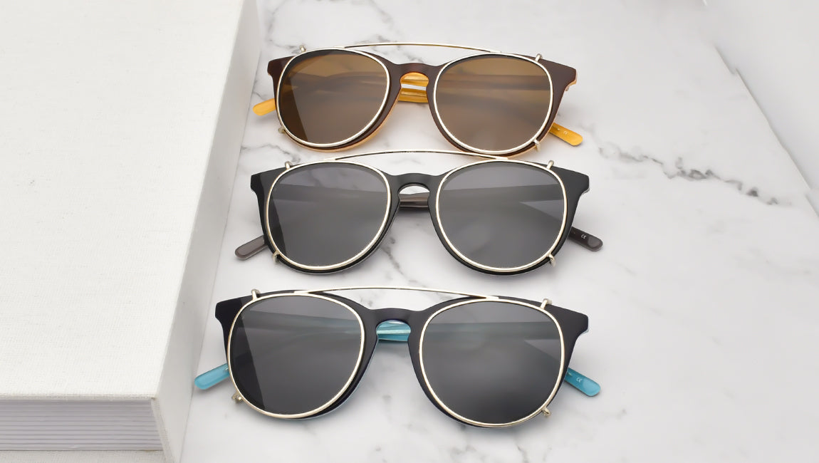 [Wholesale price-MOQ] Retro Vintage Round Frame Handmade Acetate RXable  Optical Frame Sunglasses Polarized Clip For Men GOUDA