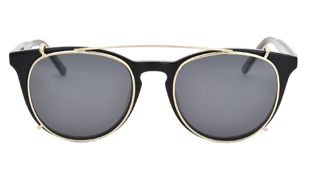 [Wholesale price-MOQ] Retro Vintage Round Frame Handmade Acetate RXable  Optical Frame Sunglasses Polarized Clip For Men GOUDA